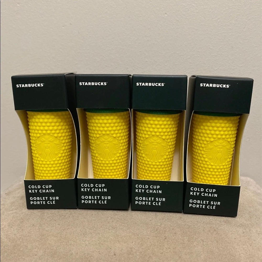Set of 4 Starbucks Studded Pineapple Keychain